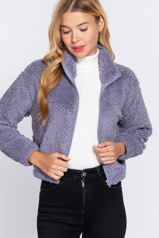 Vanilla Monkey - Wholesale Jacket - Women's - Long Sleeve Mock Neck Faux Fur Zip-up Jacket5