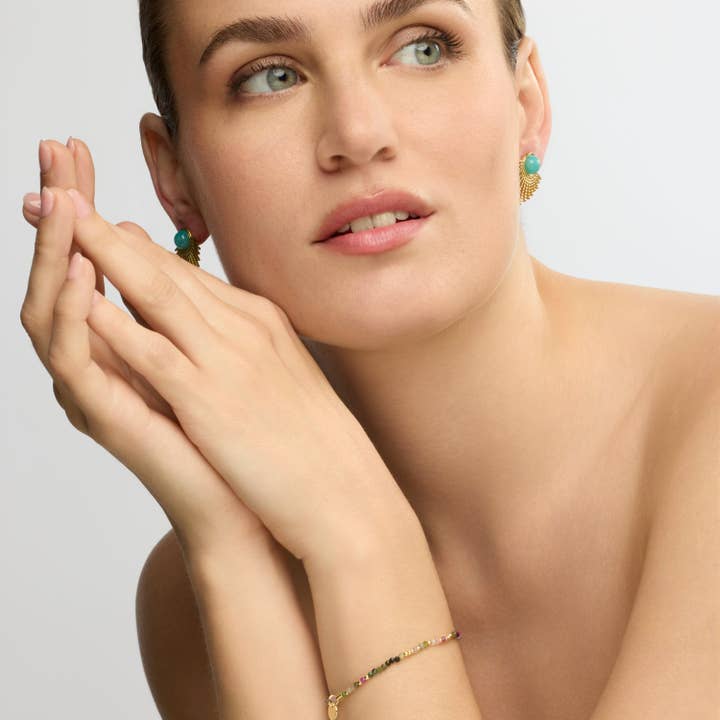 Pulsera Luxenter acabamento ouro amarelo de 18k e Turmalina Multicolor - Midxi por atacado de Luxenter