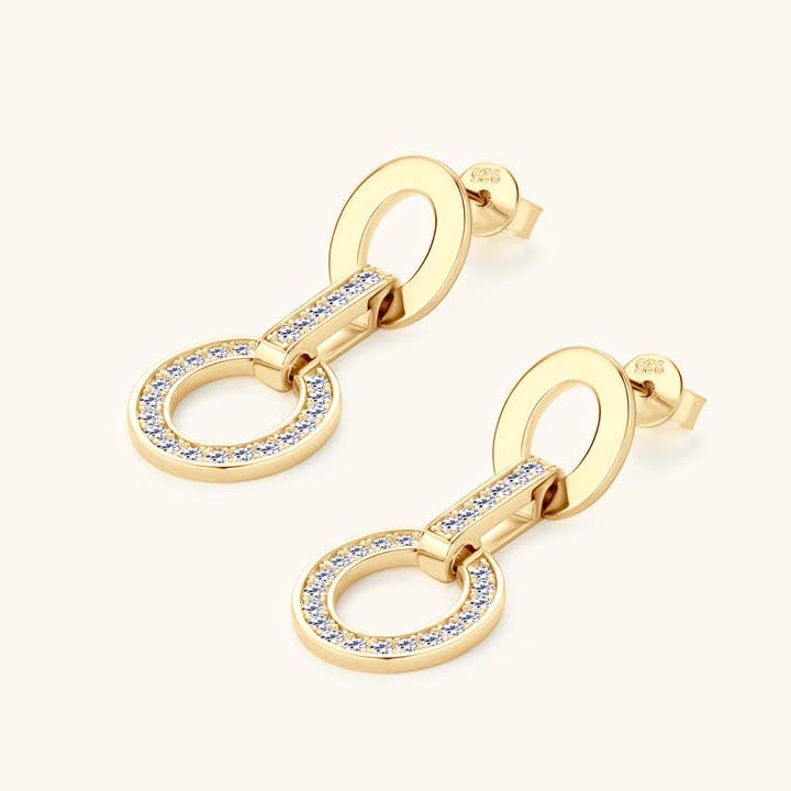 Moissanite Pave Circle Drop Earrings in 925 Sterling Silver for wholesale by Perimade & Co. LLC