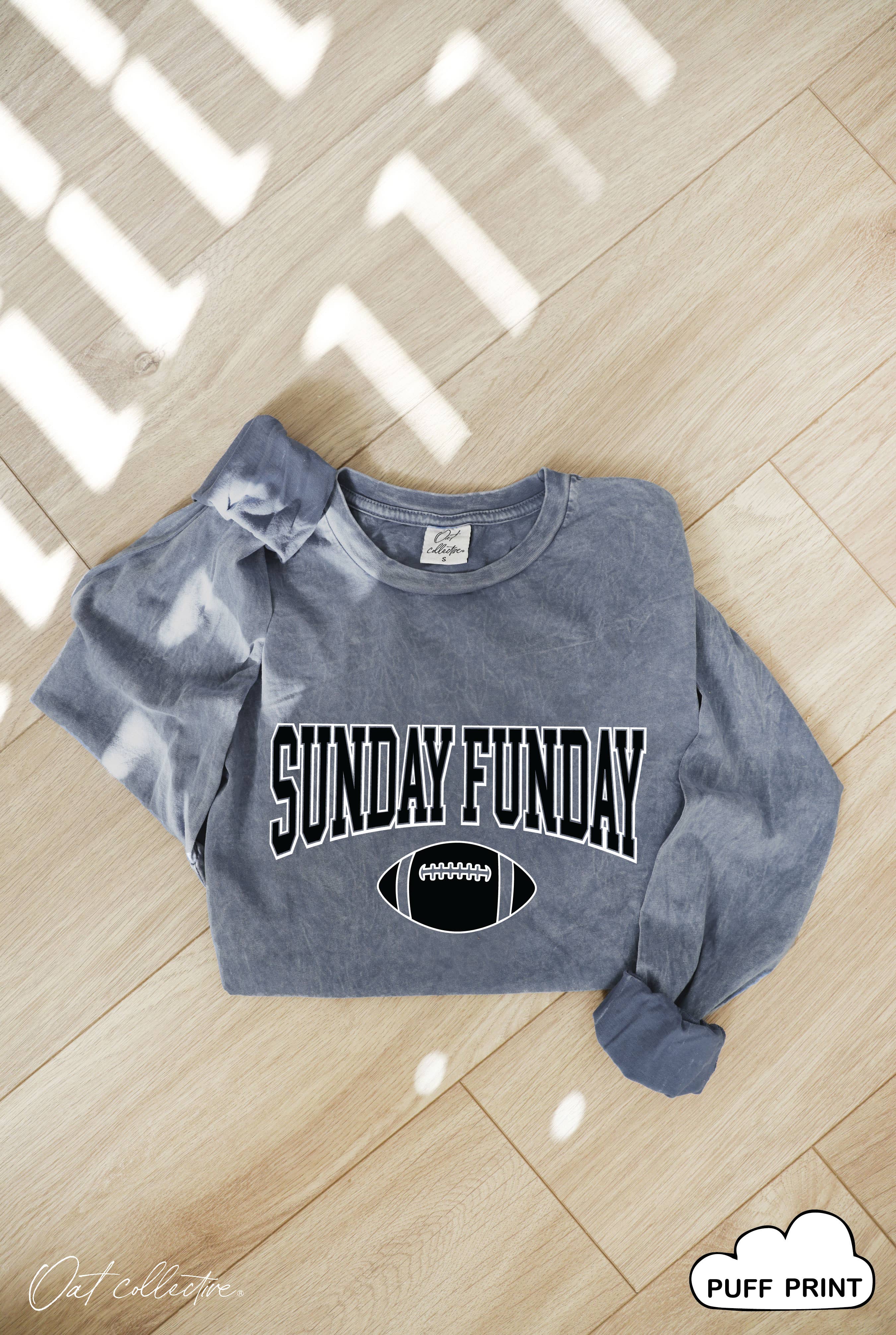 OAT COLLECTIVE - Wholesale Screen Printed T-Shirt - Women's - SUNDAY FUNDAY Mineral Washed Long Sleeve Graphic9