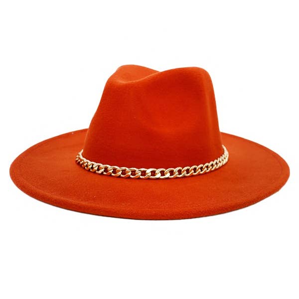 Cap Zone - Wholesale Fedora – Women’s - Boho Chic Gold Chain Rancher Felt Hat15