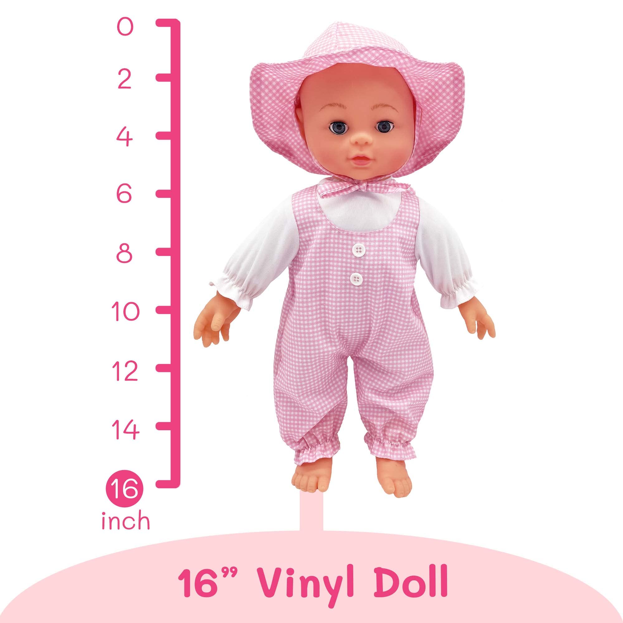 The New York Doll Collection - Wholesale Doll - Kids - 16" Realistic Baby Doll Plush Body Gingham Print - Girl, Boy12