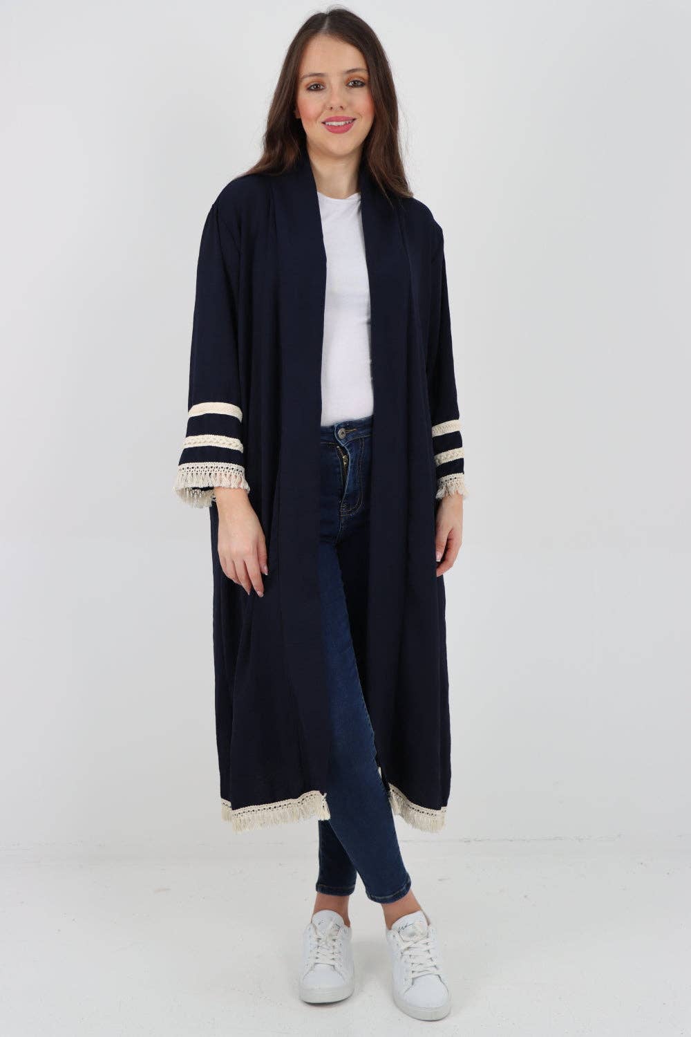 Miss Bold - Vente Cardigan – femme - Cardigan long à manches longues avec franges, ouverture devant, Made in Italy20