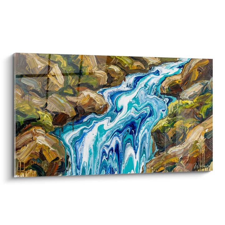 Tableau Cascade Alpine - Torrents Cristallins - Edition Les Alpes pour la vente par Walensky