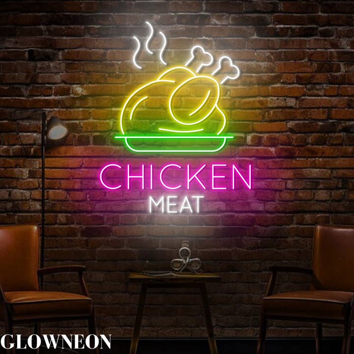 Glow Neon - Wholesale Neon sign - Chicken Meat Neon Sign, Chicken Butcher Restaurant Led Sign