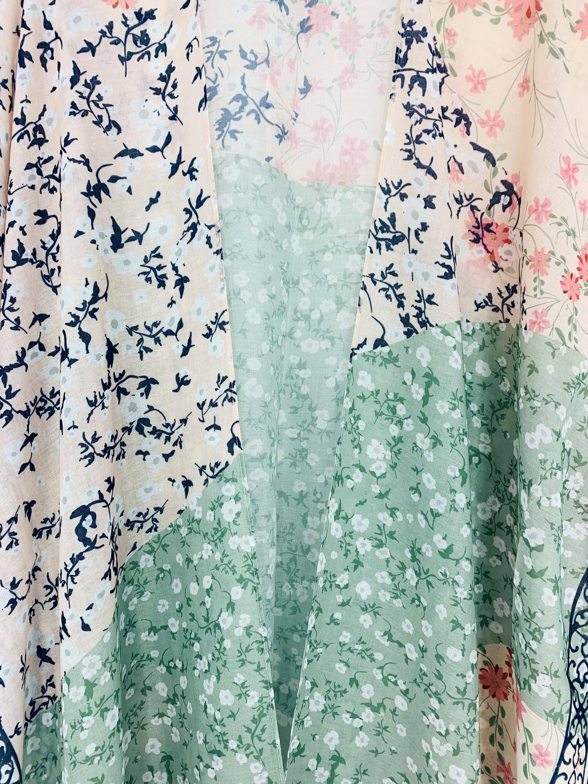 JC Sunny Fashion – Engroshandel Kimono - Dame – JC09115603 Pink-Aqua Daisy Patchwork Kimono2