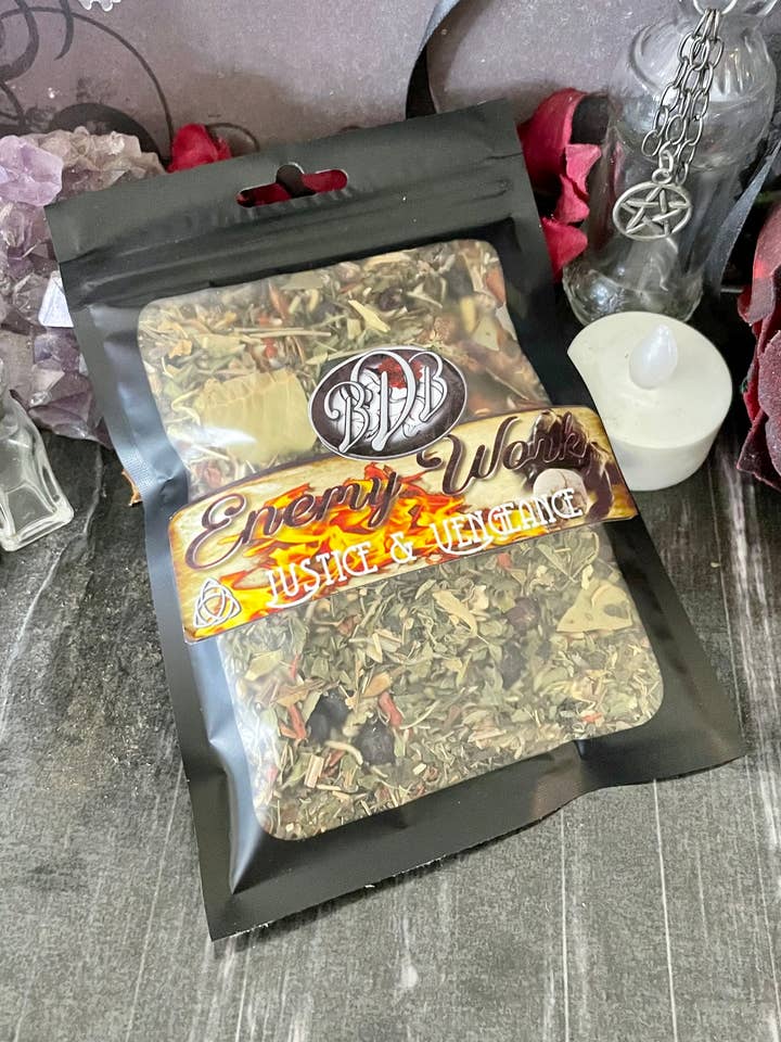 Enemy Work Hexing & Justice Herbal Spell Mix for wholesale by Black Dahlia Boutiques