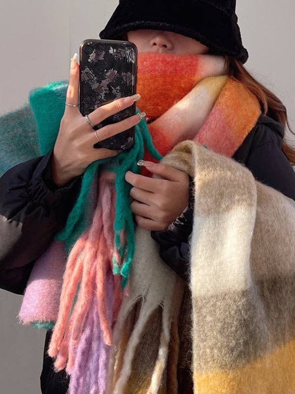 StyleGalX - Wholesale Scarf - Women's - Fashion Keep Warm Tasseled Checkered Shawl&Scarf14