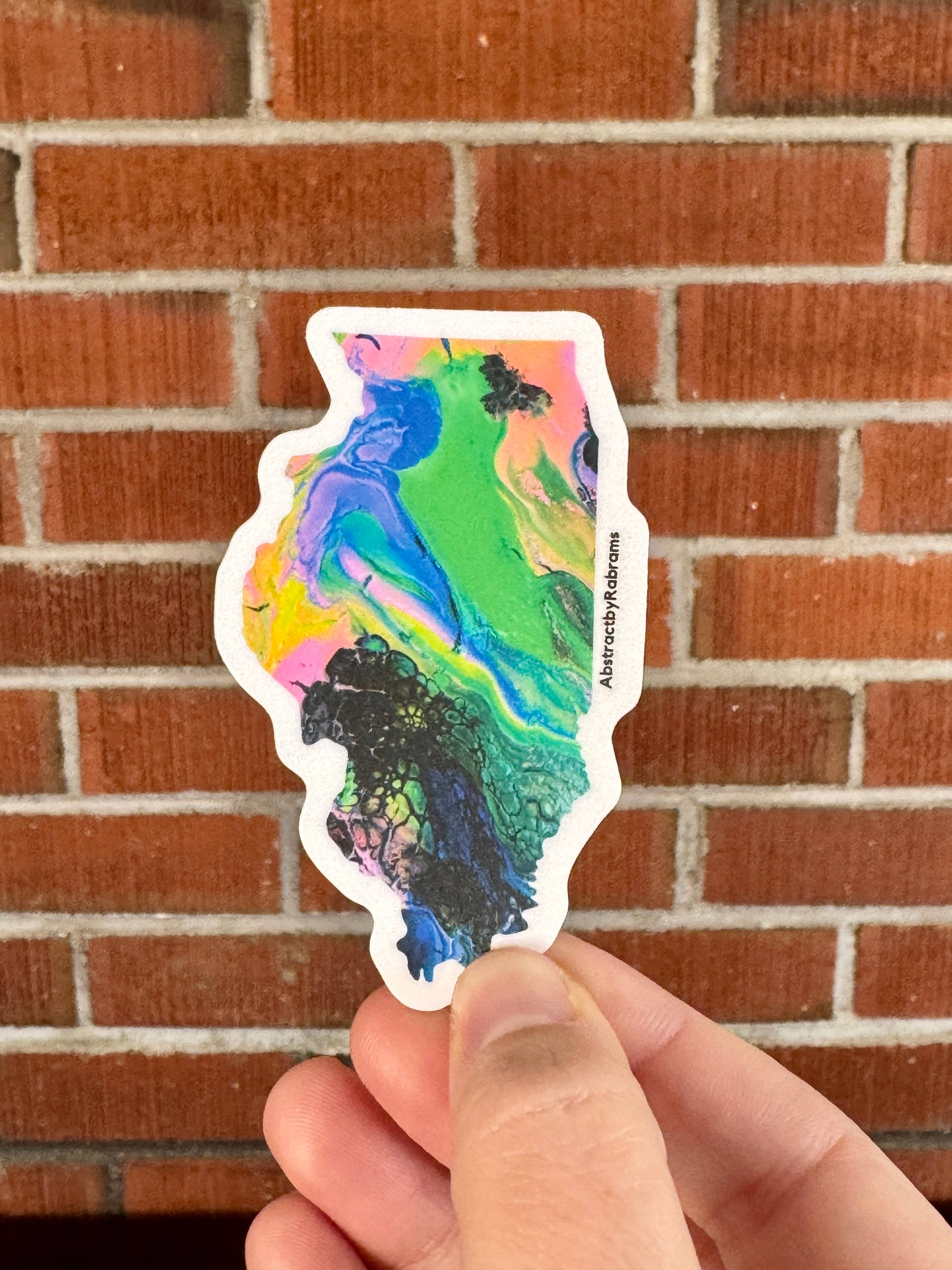 AbstractbyRabrams - Wholesale Sticker - Illinois State Vinyl Sticker - LGBTQ - Rainbow - Trans4