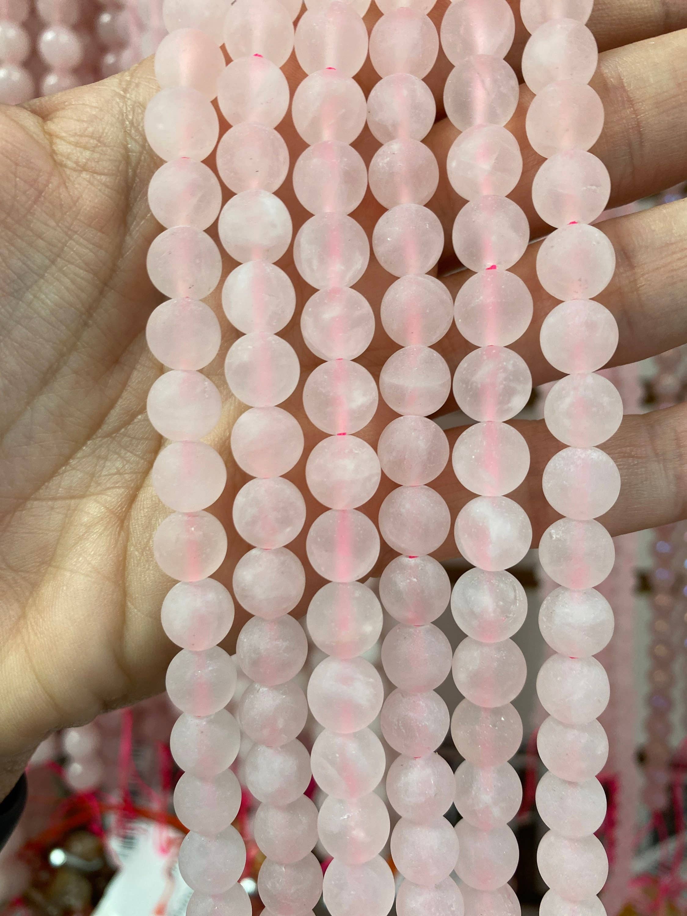 The Bead Bazaar - Vente Perle - Perles en quartz rose mat, perles en pierres précieuses naturelles, outil de guérison3