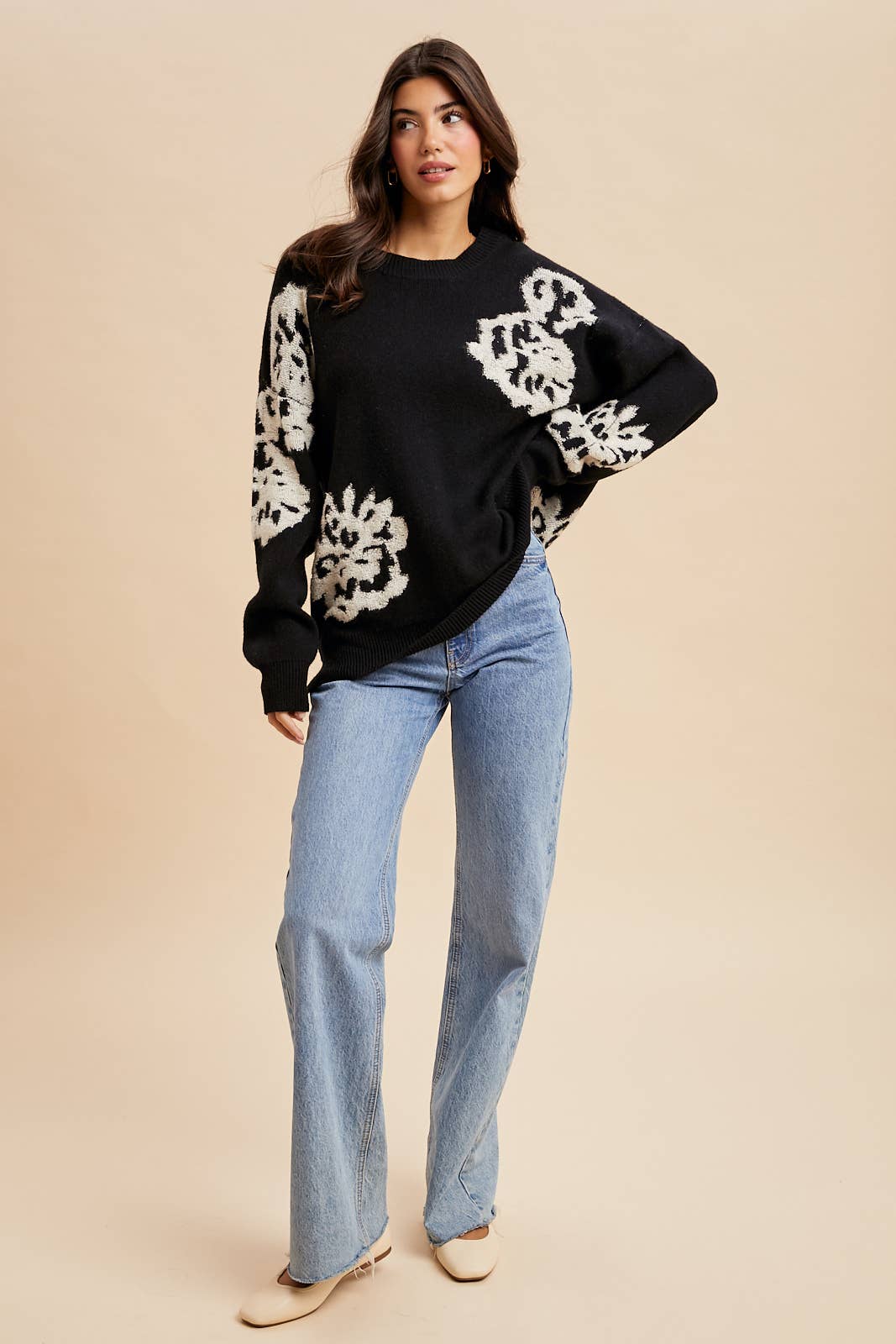 In Loom - Wholesale Knit Sweater - Women's - INTARSIA FLORAL KNITTED SWEATER2