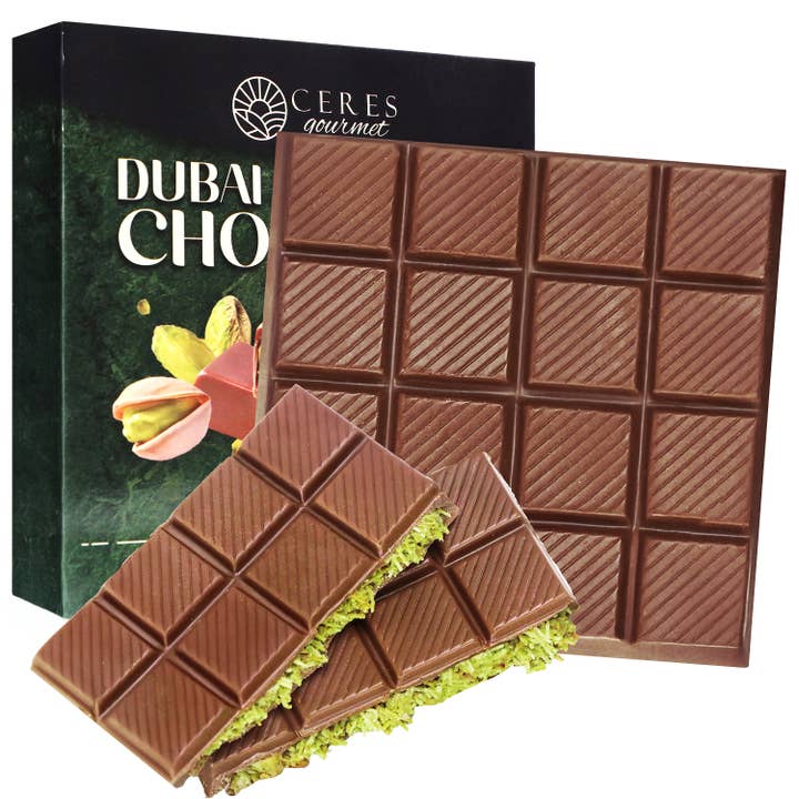 Ceres Gourmet - Wholesale Chocolate Bar - Dubai Chocolate Pistachio Bar 3.5oz (100g) 24 Pieces