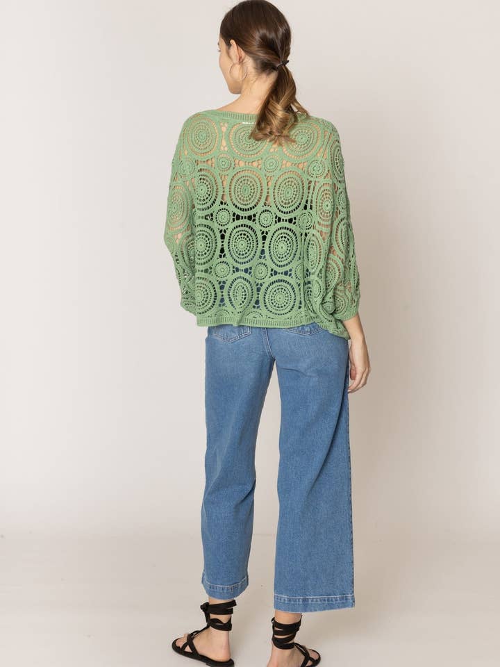 MiMi Wholesale - Wholesale Cardigan - Women's - ZLC410054 Nia Geometric Circle Pattern Crochet Cropped Cardigan/Kimono