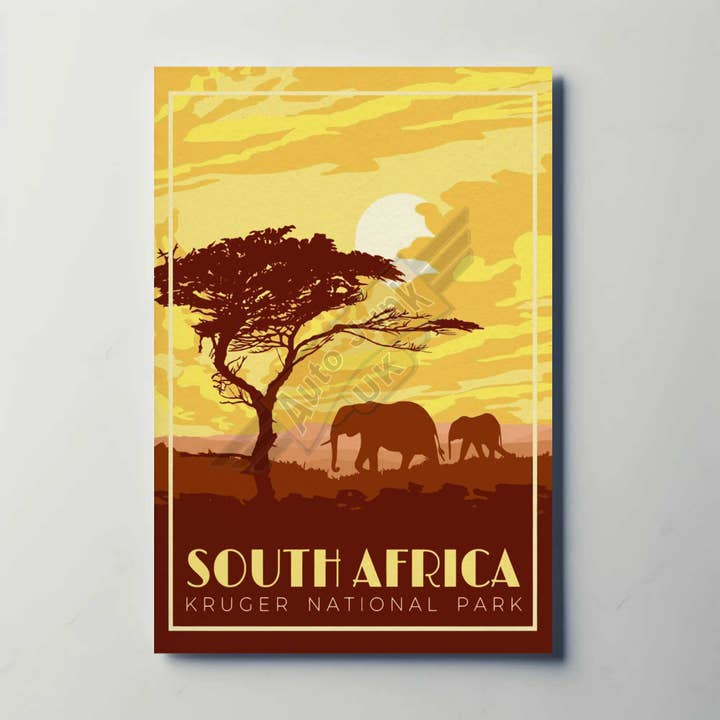 Kruger National Park South Africa Metal Travel Poster for wholesale by Auto Junk UK Ltd