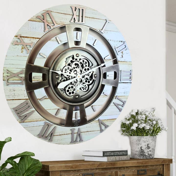 ENGLAND LINE WALL CLOCK ROUND 36 INCH DESERT BEIGE for wholesale by The Gears Clock