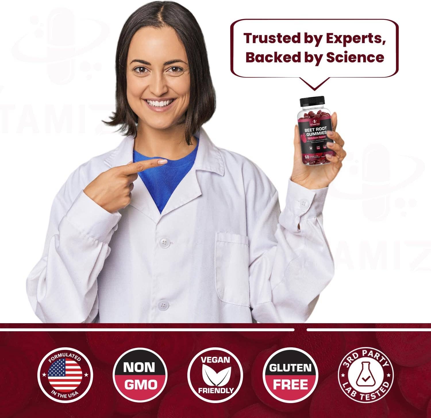 Vitamize inc – wholesale Oralt tillskott/Vitamin – Potenta rödbetor Gummies 1000mg - Kväveoxidtillskott7