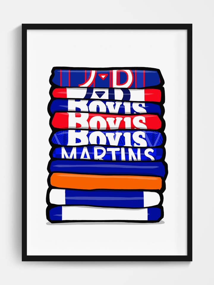 Oldham Shirt Stack Print for wholesale by Football Devotion