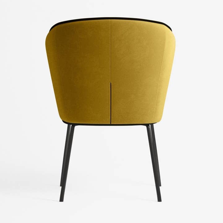 Potiron - Vente Chaises - Chaise Gaya à liseré en velours – Jaune Moutarde4