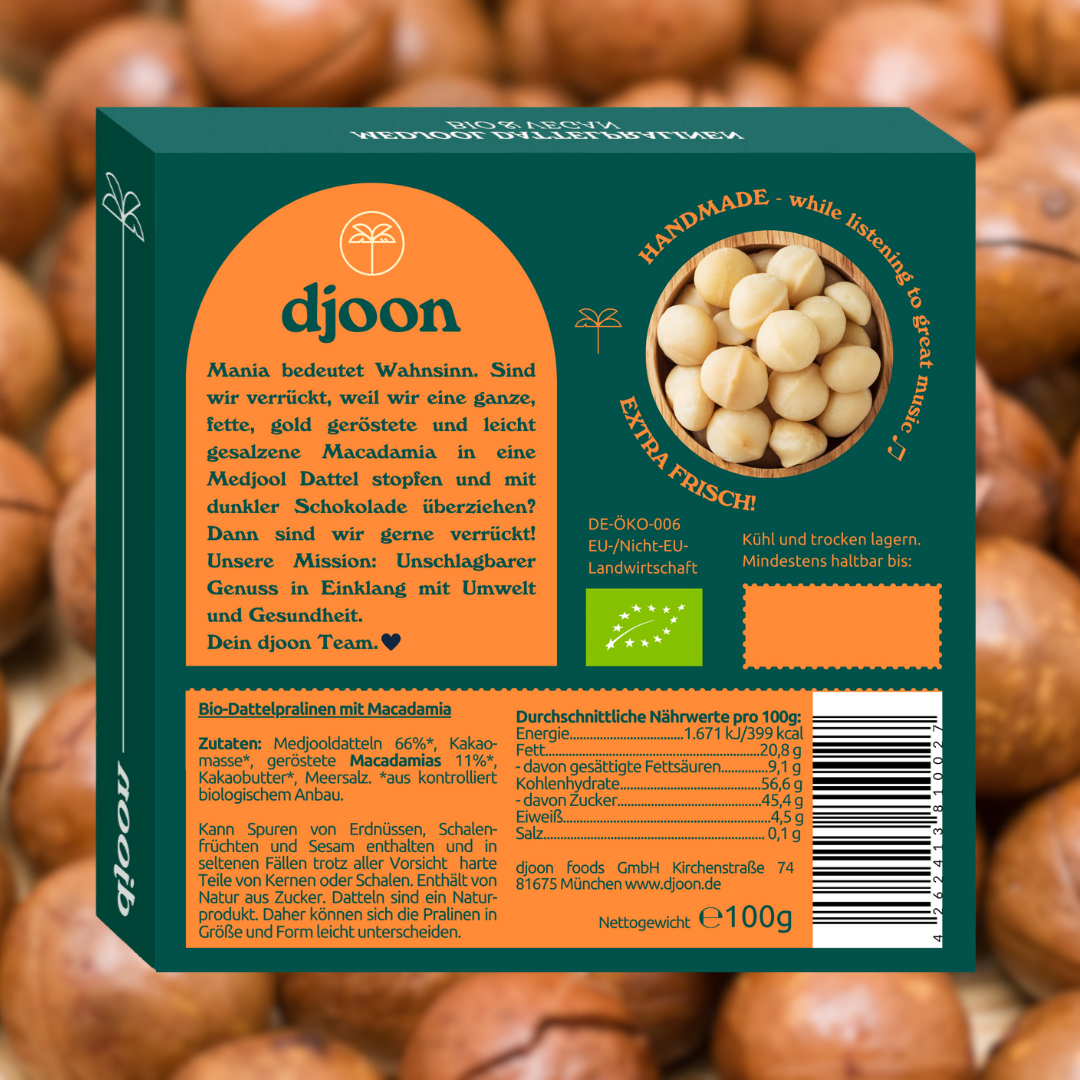 djoon - Wholesale Chocolate Covered Sweets - Date chocolates: Macadamia Mania (organic)6