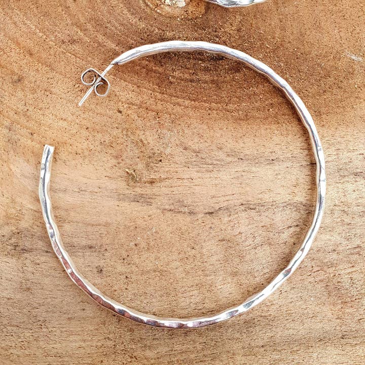 Kaali Boutique - Wholesale Hoop Earrings - Elegant Silver Hoops / Hammered / Silver Hoops / Ethnic Boho Classic XL Bohemian Marriage Bridal Jewelry Hippie Hiphop Festival8