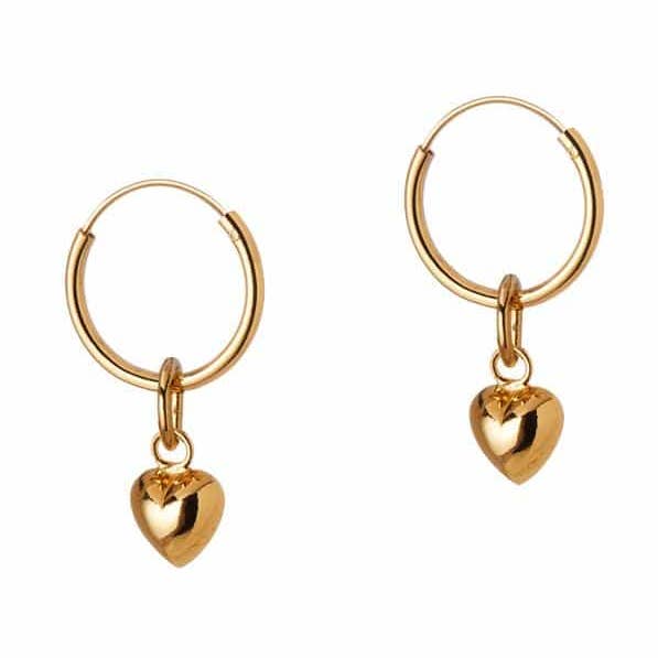 Forgyldt Hoops med konvekse hjerte 12 MM for engroshandel hos Juulry