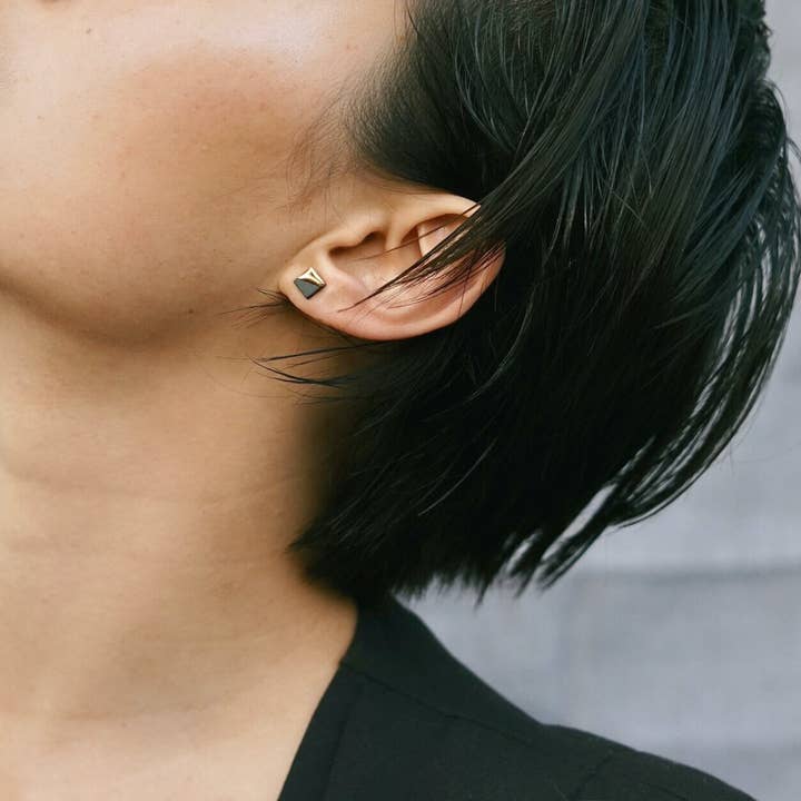 Mier Luo - Wholesale Stud/Post Earrings - Gold Dipped Square Studs1