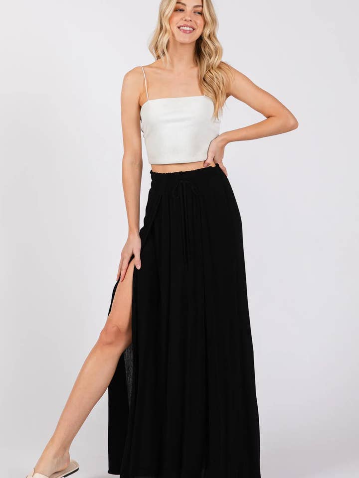 Solid Thigh Split Maxi Skirt - S80050A for wholesale by Final Touch