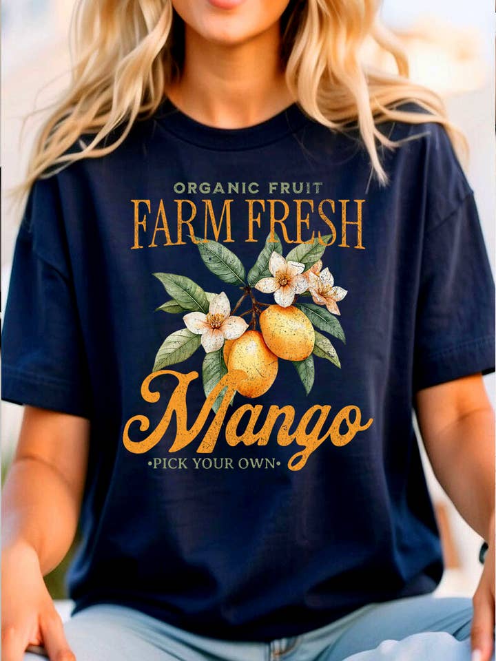 Farm Fresh Mango Graphic Heavyweight Cotton Tee. for wholesale by DG WORLD