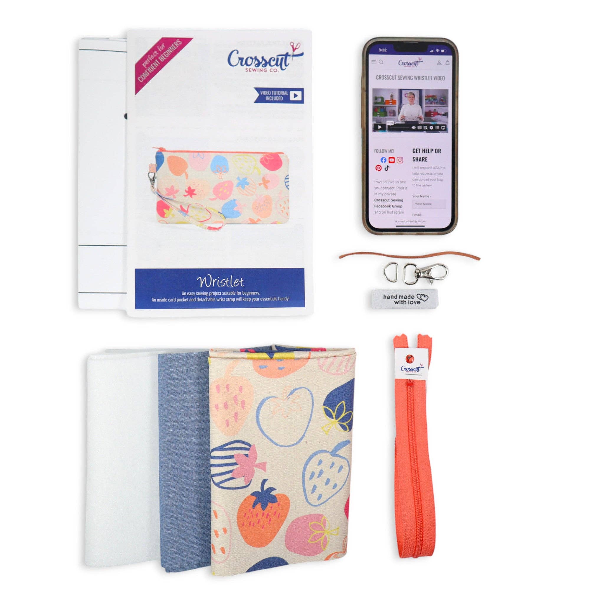 Crosscut Sewing Co. - Wholesale Craft Sewing Kit - Wristlet Sewing Kit - Adult Sewing Kit for Beginners0