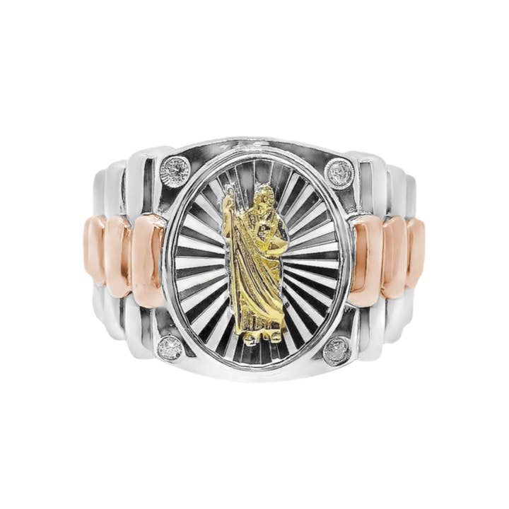 925 Sterling Silver Saint. Jude Tri-tone Ring for wholesale by Atlanta Jewelers Supply