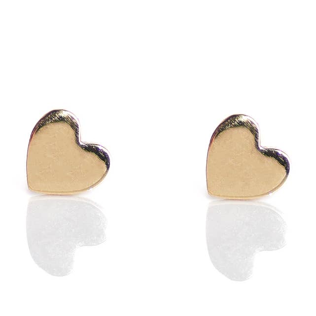 Solid 9ct Gold Mini Heart Stud Earrings for wholesale by LAVEY LONDON