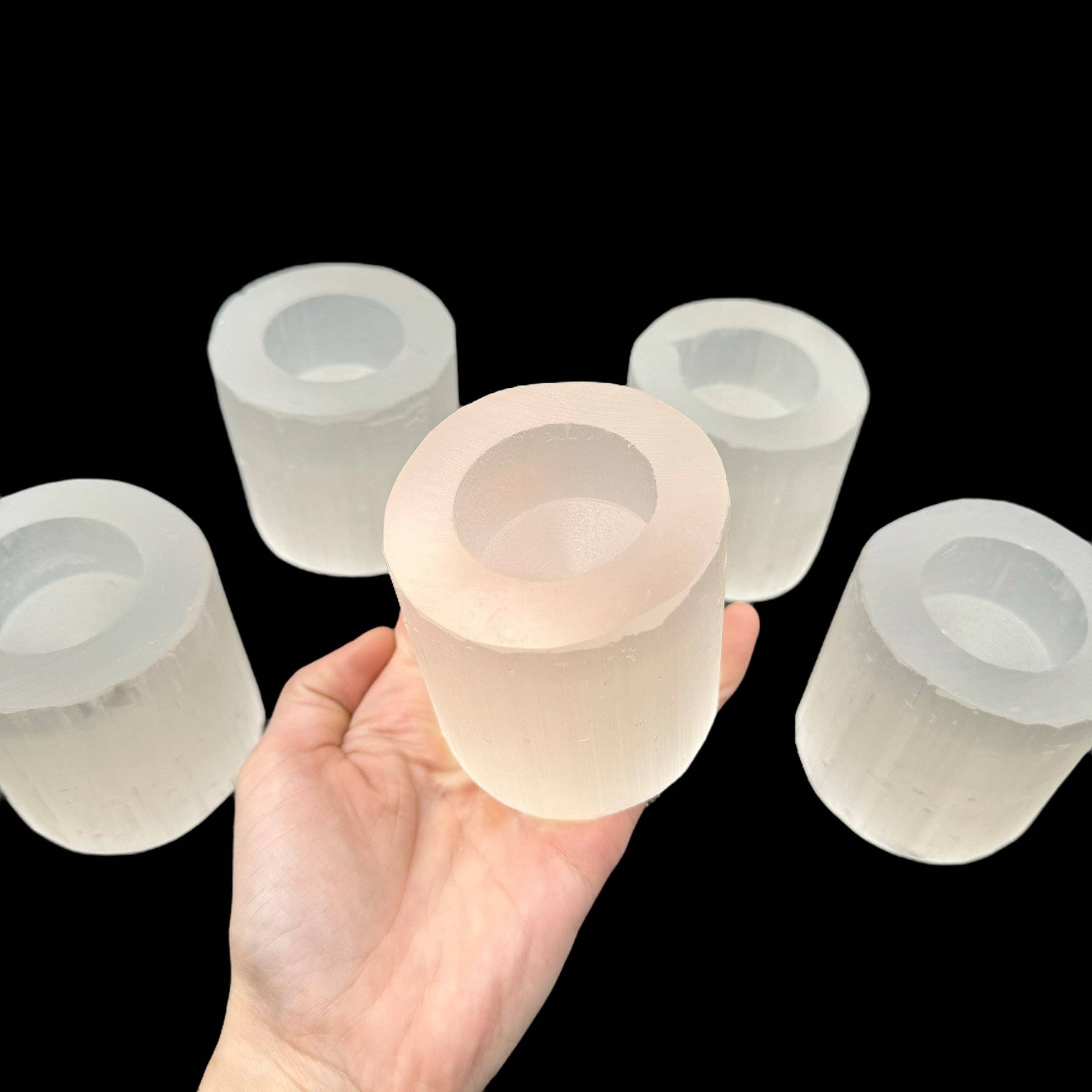White Selenite Candle Holder - (2.5 - 3 in) for wholesale on Faire3