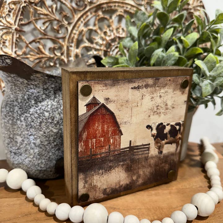 The Broken Board - Wholesale Decorative tabletop object - Farm scene tiered tray decor, shelf sitter1