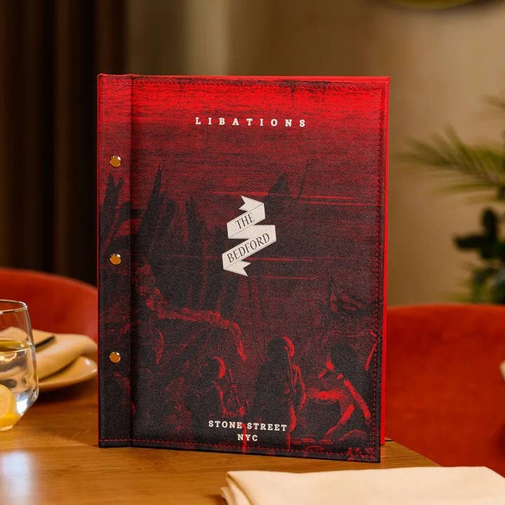 Custom Faux Menu Cover in Red color (FM11A2-N) for wholesale by Inko Horeca Accessories