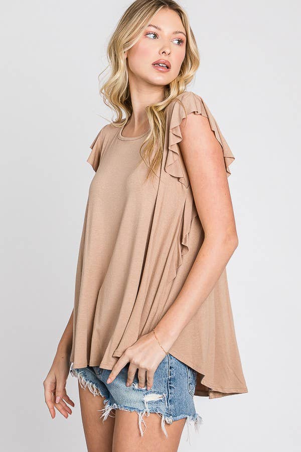 JADE BY JANE - Wholesale Tunic - Women's - Sleeveless Ruffle Top - KRT103725