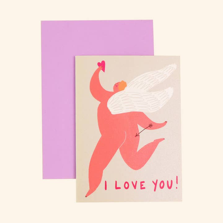 I Love You Cupid Card | Valentine's Day | Love Card | Cute for wholesale by Little Black Cat Illustrated Goods