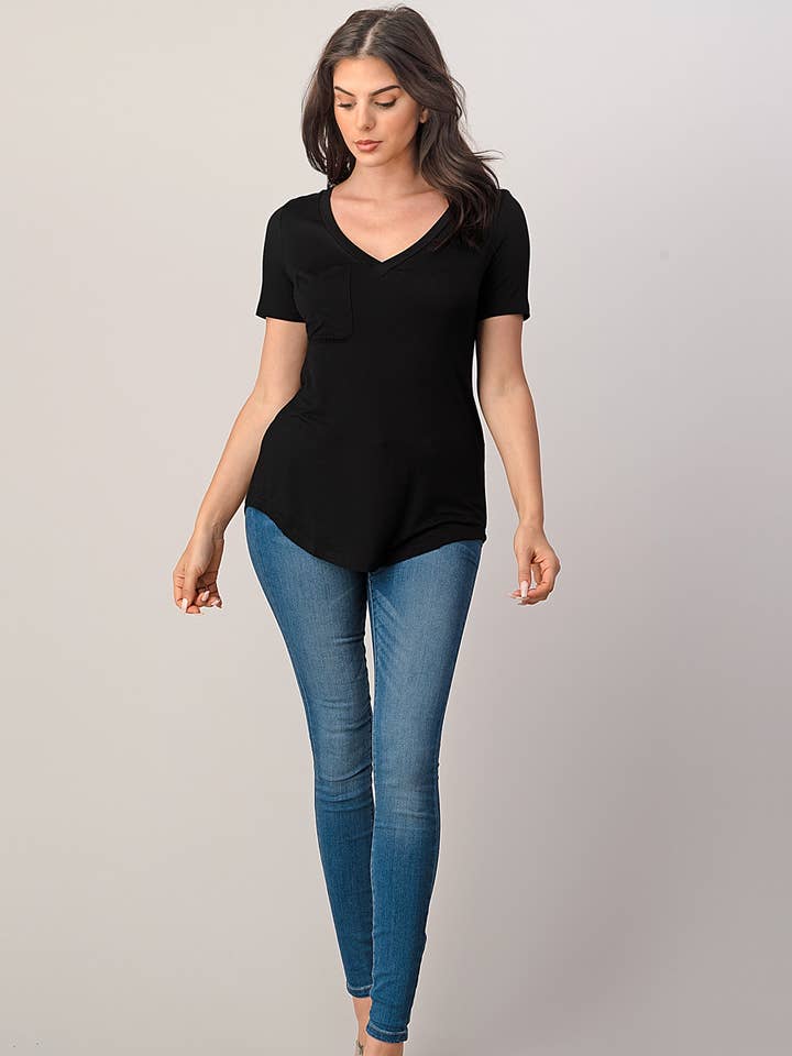 Sort Rund hals T-Shirt for engroshandel hos KAYAN.L