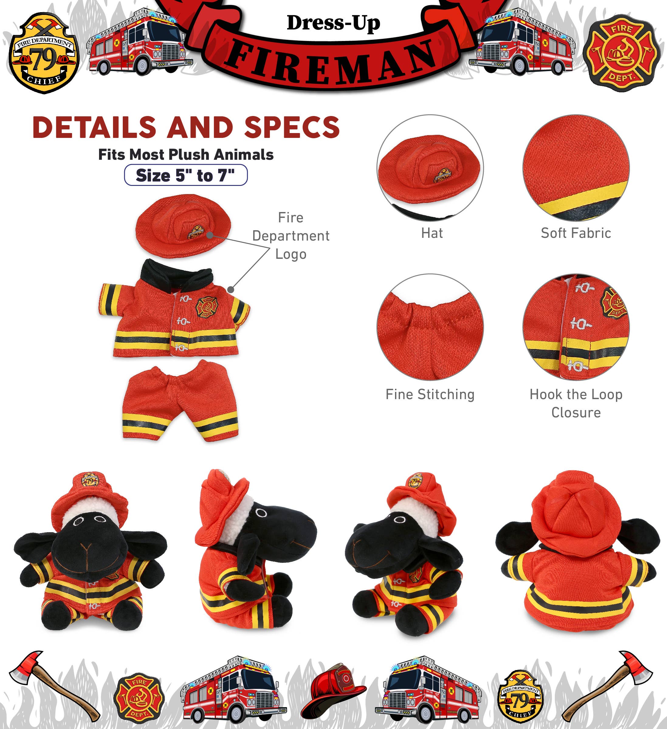 Cota Global - Wholesale Stuffed/Plush Toy - Kids & Baby - Plush Dress-Up - Fireman Small1