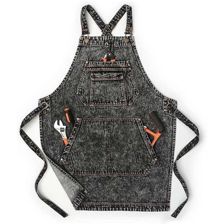 NINEXIS - Wholesale Apron - CWMM1825_Denim Wash Multi-Functional Apron For Home Work1