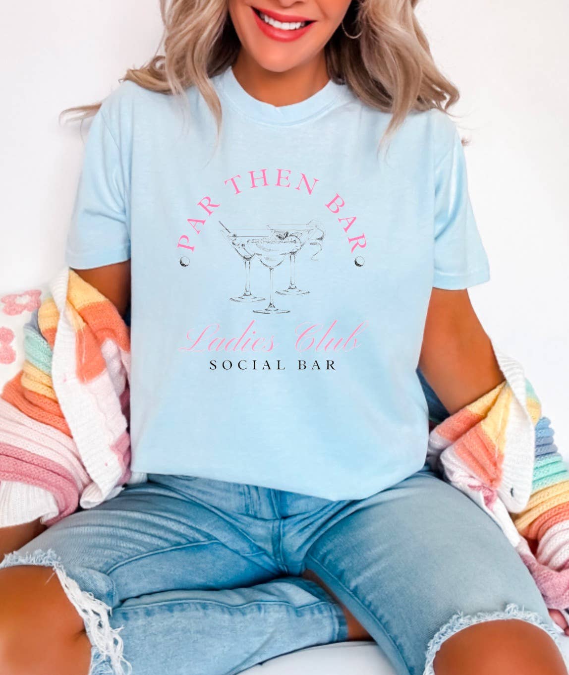 Gia Gifts Boutique - Wholesale T-Shirt (Graphic) - Women's - Par Then Bar Social Club Graphic Tee Preppy Golf Cocktail