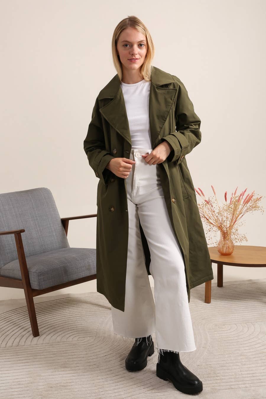 Attrait Paris – wholesale Trench coat – Women’s – Long waterproof trench coat with light padding4