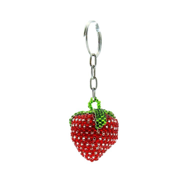 Lumily - Wholesale Keychain - Women's - Strawberry Seed Bead Keychain - Guatemala