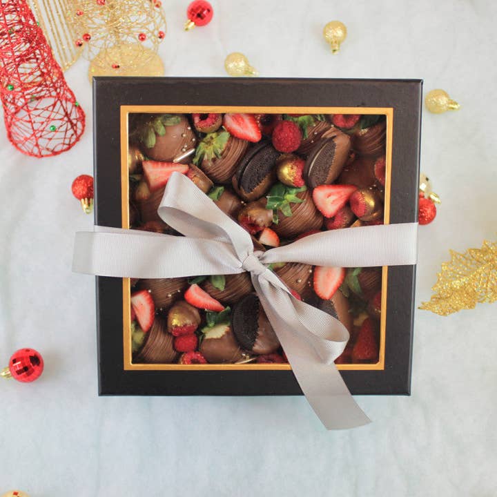 Elegant Design Supply - Wholesale Gift box - Square Gift Box with Clear Lid and Ribbon - Various Colors - For Luxury Flower/ Gift / Chocolate Strawberry Arrangements29