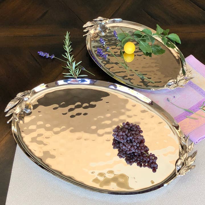 Carmel Ceramica - Wholesale Decorative Tray - Oliveira Stainless Steel Medium Oval Tray5