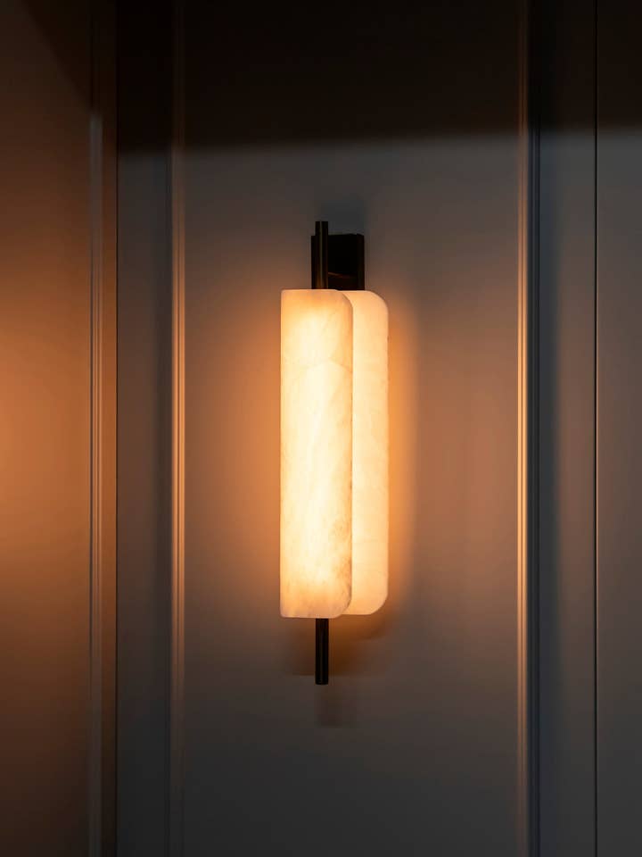 Orkos White Marble Led Wall Sconce 52 Cm for wholesale by HEKA LIGHTING & TRADING LTD