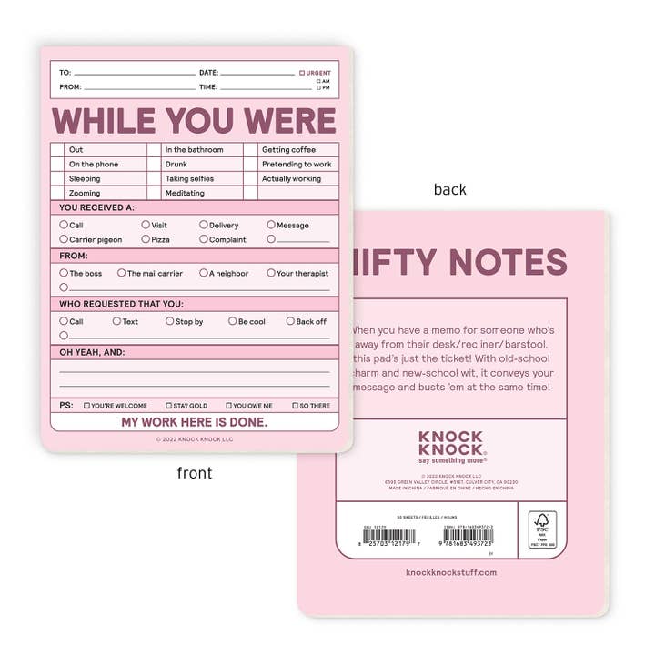 Knock Knock - Wholesale Notepad - While You Were Nifty Note Pad (Pastel Version)
