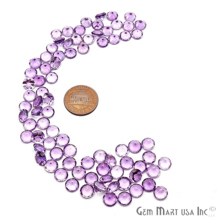 GemMartUSA - Vente Pierre et cristal de spiritualité - Pierre précieuse ronde à facettes en vrac, améthyste, 7 mm, 10 carats