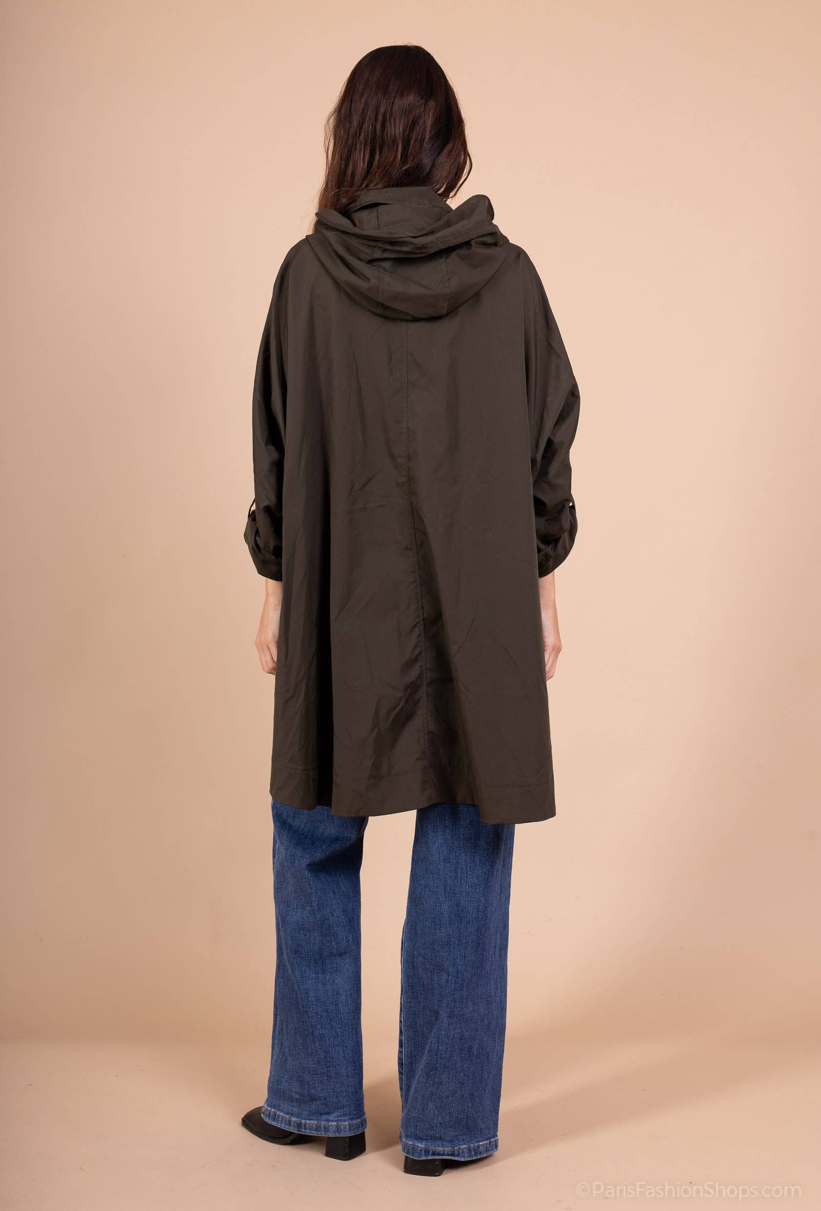 L'Emotion - Vente Veste – femme - Imperméable Long à Capuche Poches Et Fente Boutonné3
