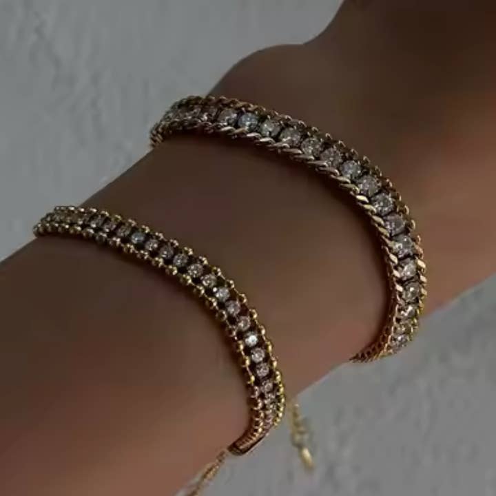 HoopLa - Wholesale Link & Chain Bracelet - Cecile Chain and Tennis Bracelet- Steel- 14L