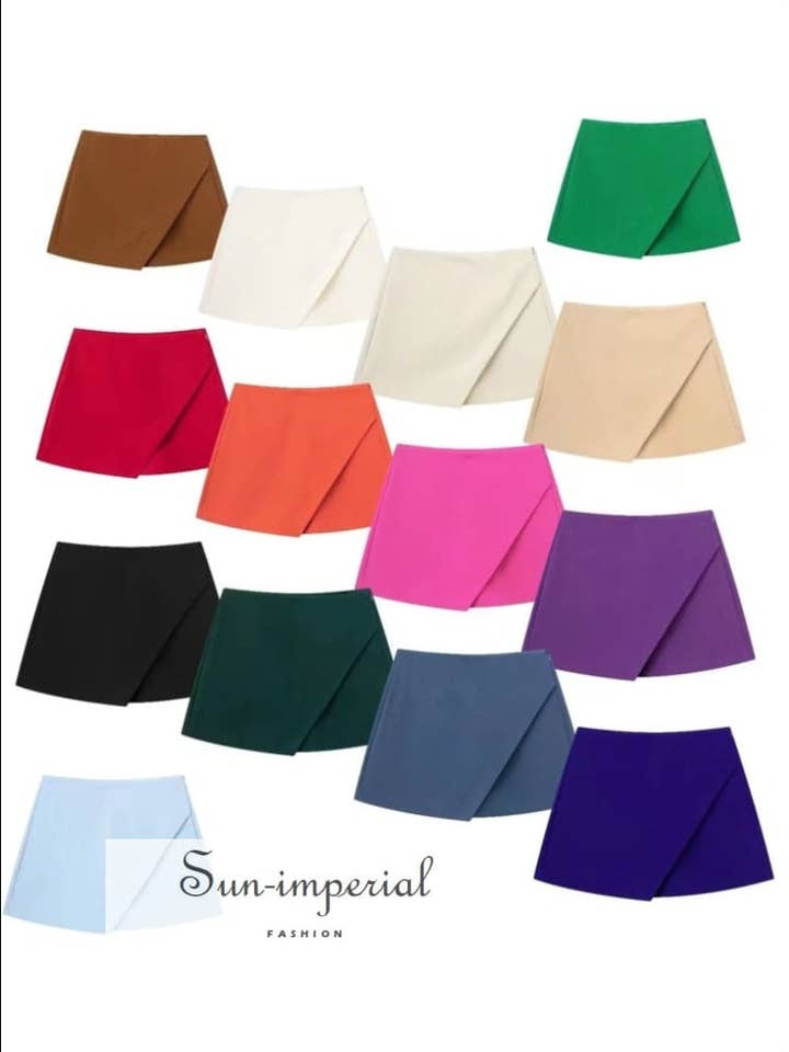 Women's Asymmetrical High Waist Shorts Mini Skirt for wholesale by Sun Imperial